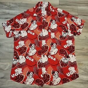 University Of Georgia UGA Shirt‎ Adult XL Red AOP Button Front NCAA Champion